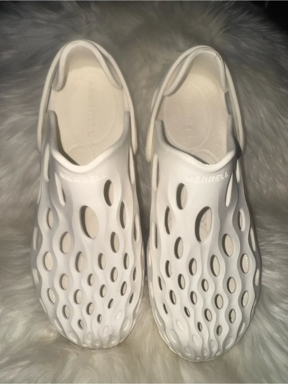 Merrell White Ventilated Foam Slip-On Clogs
